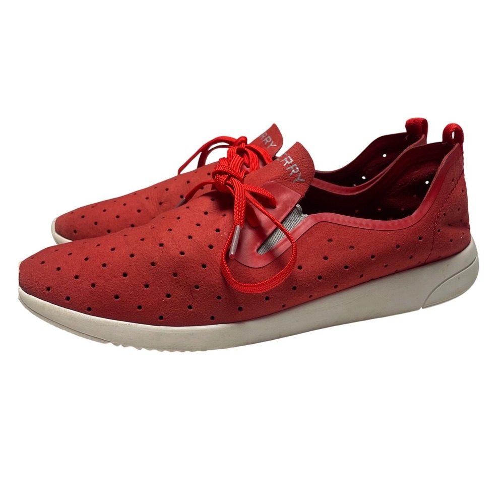 Paul Sperry Swell Emmy Red Performated Lace Up Sneakers Women's 9